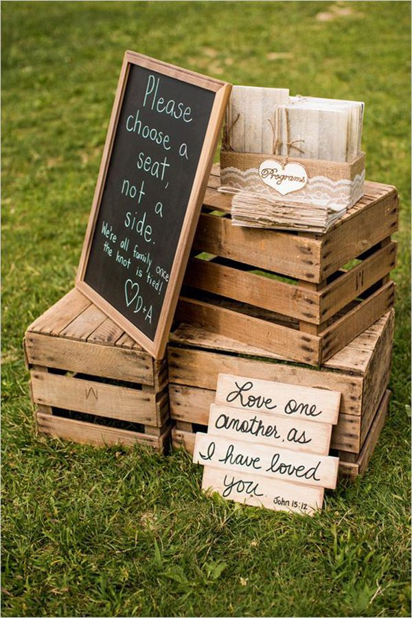 DIY Wood Wedding Sign
 20 Great Ideas To Use Wooden Crates At Rustic Weddings