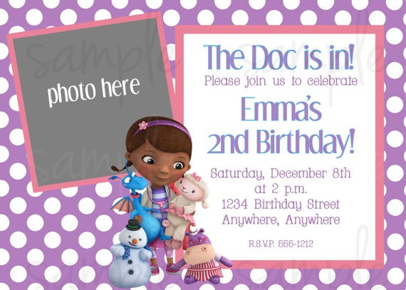 Doc Mcstuffins Birthday Party Invitations
 Doc McStuffins Birthday Invitation
