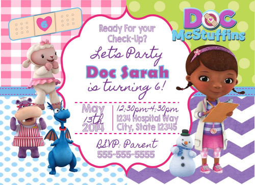 Doc Mcstuffins Birthday Party Invitations
 Doc McStuffins Digital Birthday Invitation