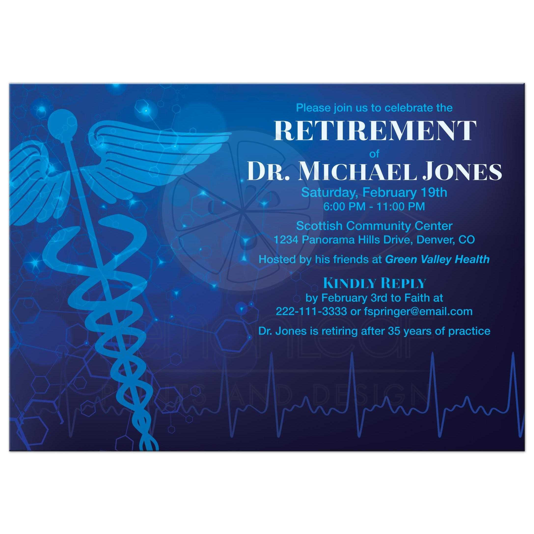Doctor Retirement Party Ideas
 Medical Doctor Retirement Party Invitation Blue