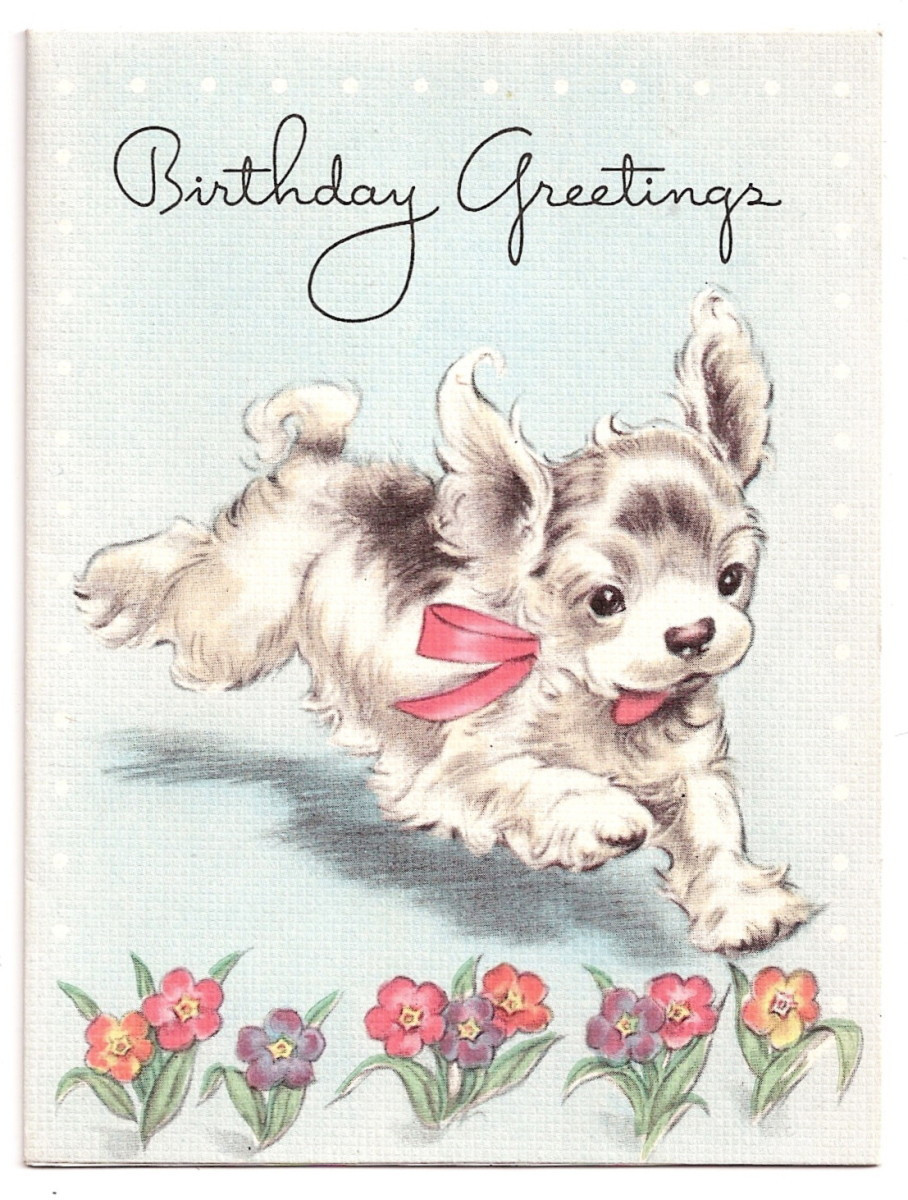 Dog Birthday Card
 Vintage Dog Collectibles I Antique line