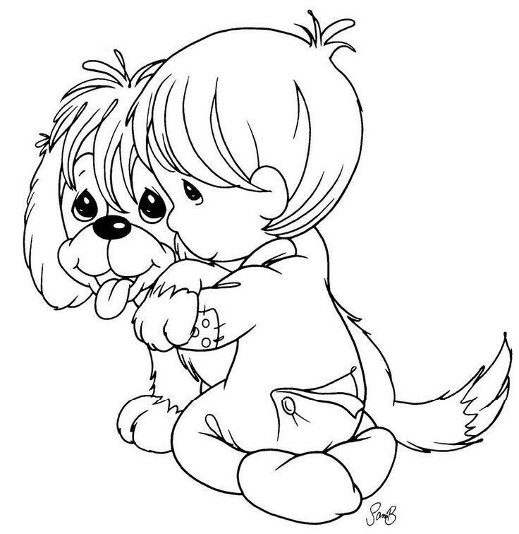 Dog Coloring Pages For Boys
 Toddler boy and dog