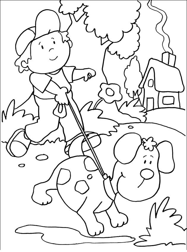 Dog Coloring Pages For Boys
 Boy and his dog Animal Coloring pages for kids to print