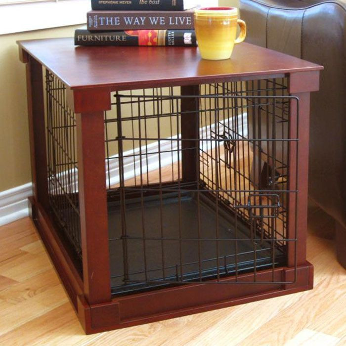 Dog Crate Divider DIY
 Build a coffee table around a dog crate to look classier