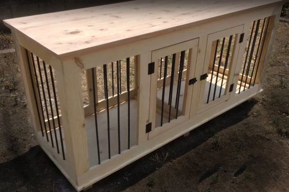 Dog Crate Divider DIY
 DOUBLE Custom Handcrafted Dog Crate by