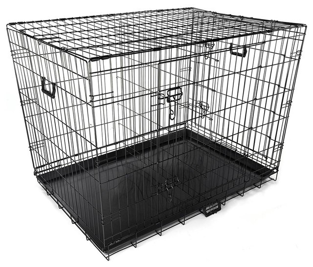 Dog Crate Divider DIY
 2 Door Foldable Metal Wire Tray Divider Pet Crate
