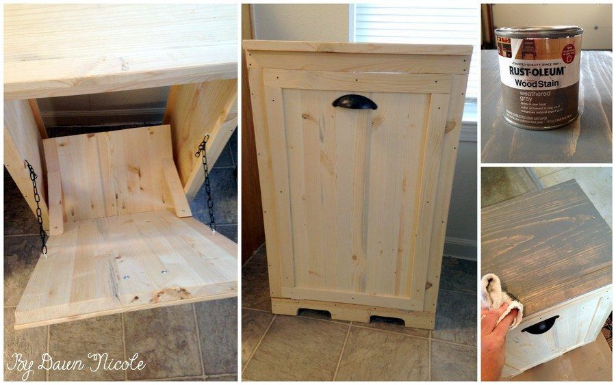 Dog Proof Trash Can DIY
 Wood Tilt Out Trash Can Cabinet Ideas