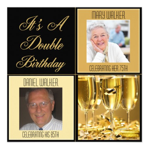 Double Birthday Invitations
 Double Birthday Party Invitation for Any Age 5 25" Square