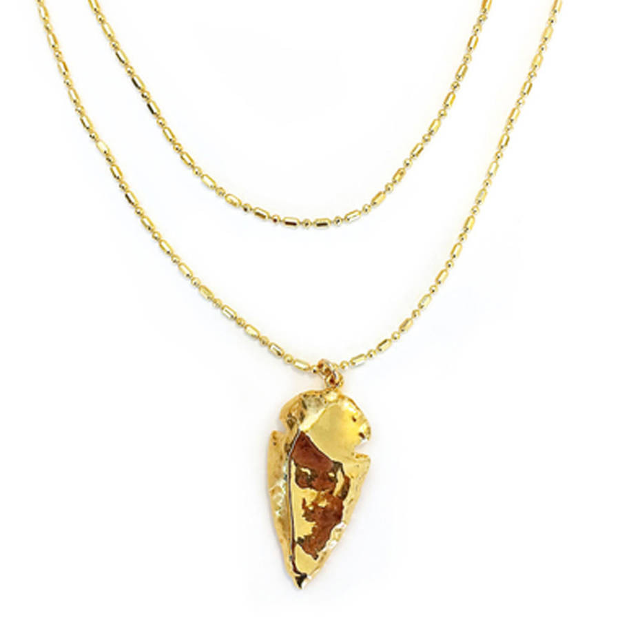 Double Layer Necklace
 gold arrow double layer necklace by red ruby rouge