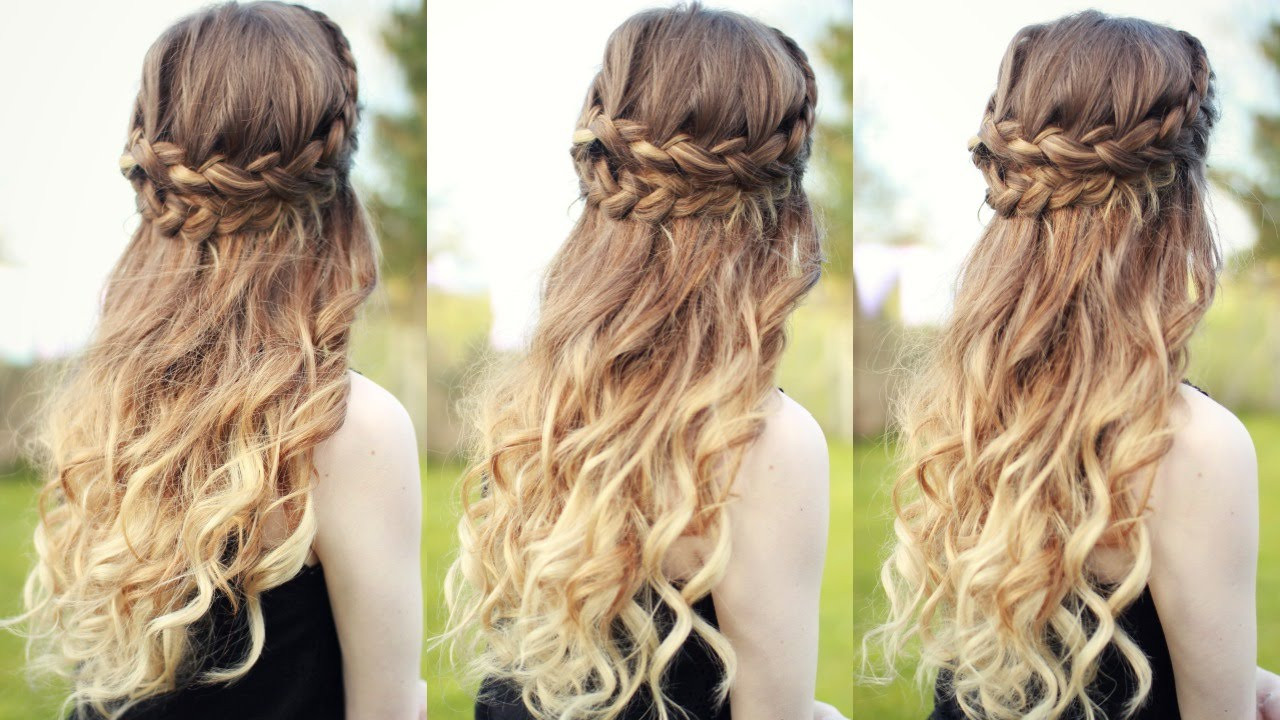 Down Curly Hairstyles
 Beautiful Half Down Half Up Braided Hairstyle with curls