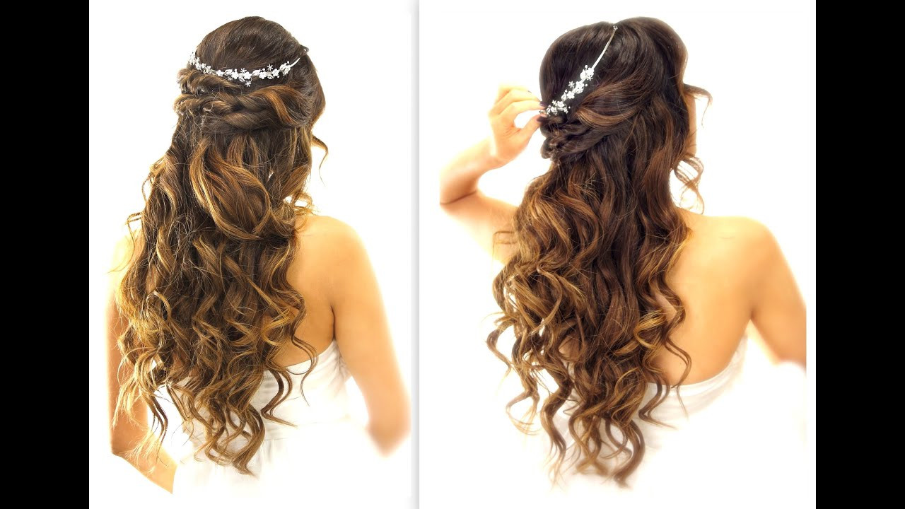 Down Wedding Hairstyles For Long Hair
 EASY Wedding Half Updo HAIRSTYLE with CURLS