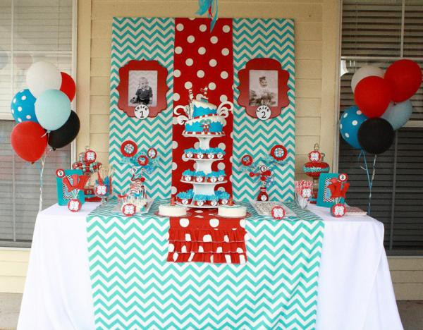Dr Seuss 1st Birthday Party Decorations
 Kara s Party Ideas Thing e Thing Two Dr Seuss Twins 1st