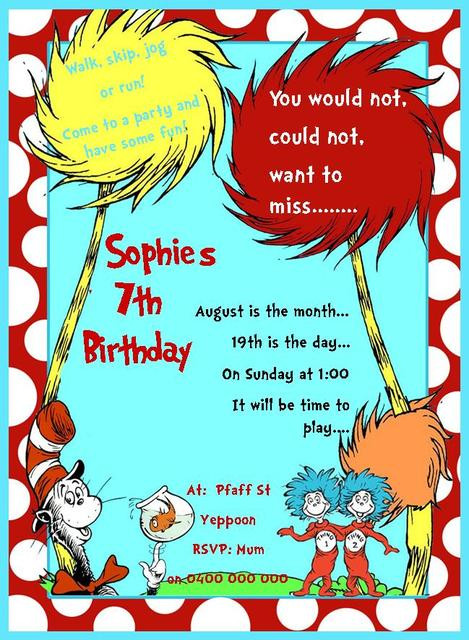Dr Seuss Birthday Invitation
 Dr Seuss Birthday Party Ideas 20 of 20