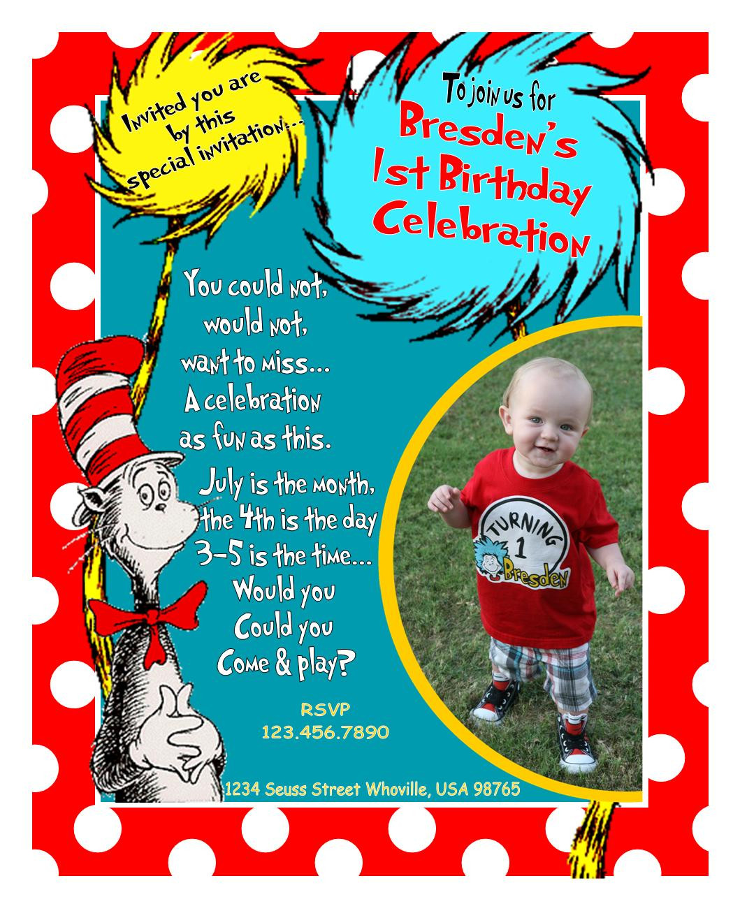 Dr Seuss Birthday Invitation
 Modern Mommy MustHaves Our Dr Seuss 1st Birthday Party