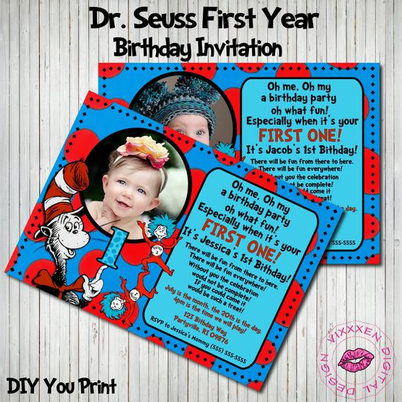 Dr Seuss First Birthday Invitations
 Unavailable Listing on Etsy