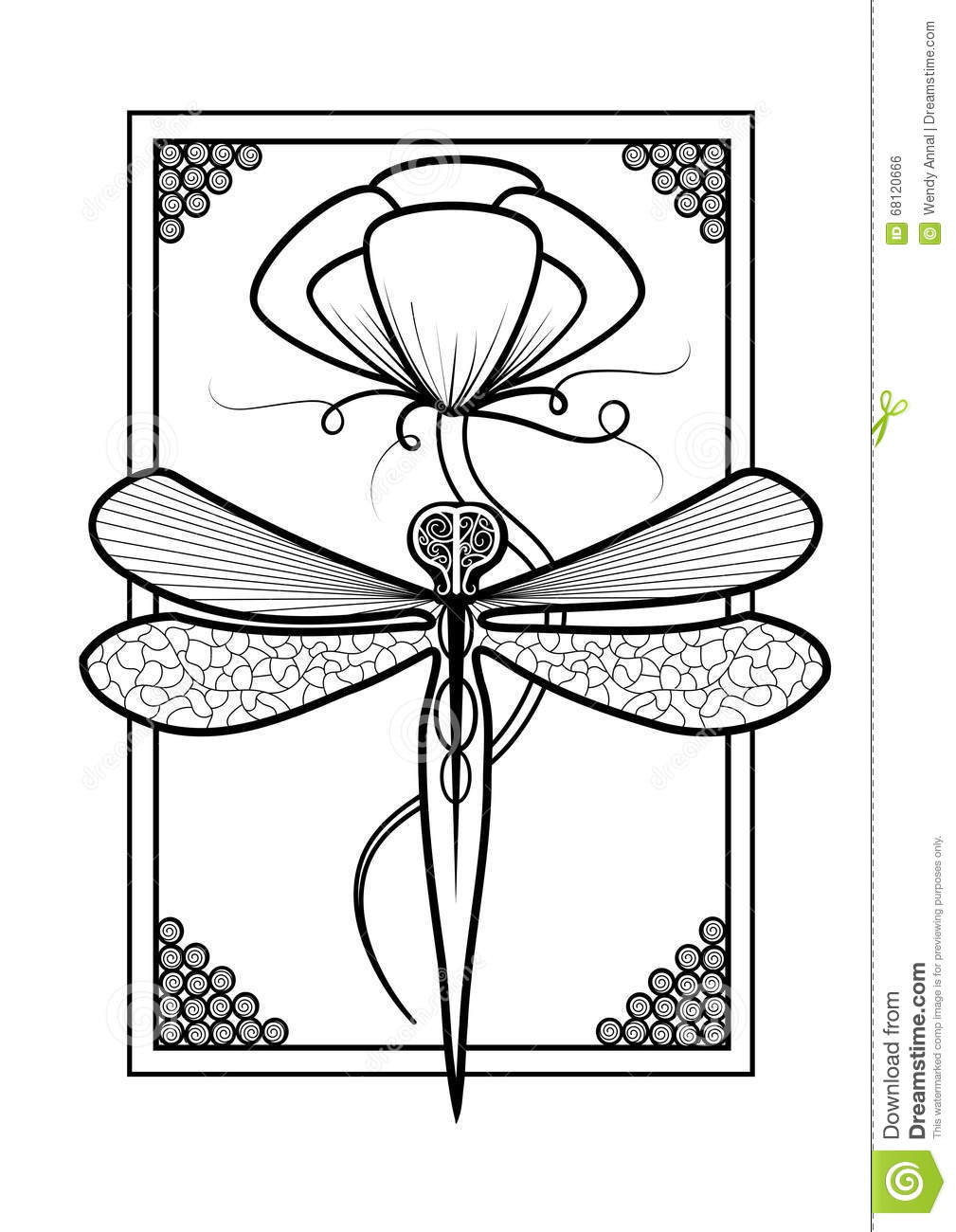 Dragonfly Coloring Pages For Adults
 Elegant Dragonfly Adult Coloring Page Design Stock