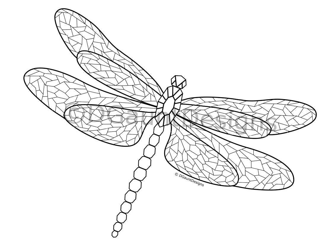 Dragonfly Coloring Pages For Adults
 Mosaic Dragonfly Coloring Page for Download