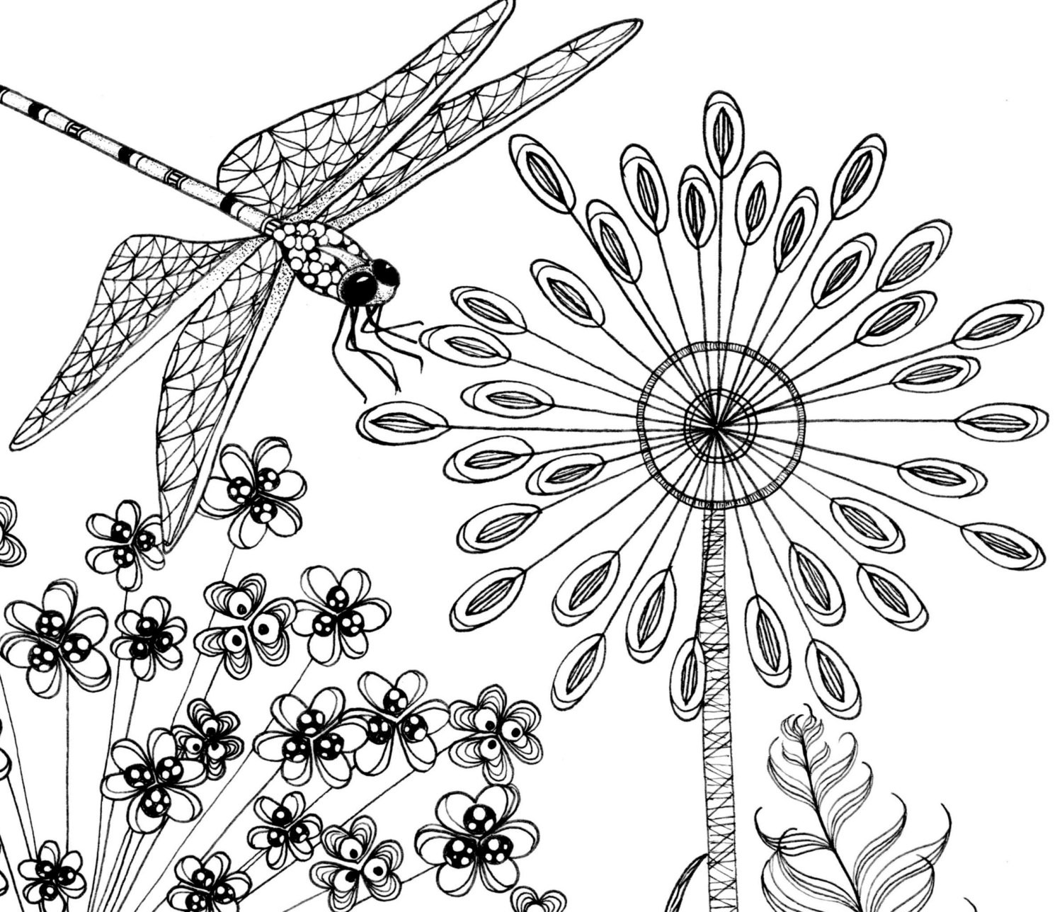 Dragonfly Coloring Pages For Adults
 Printable coloring pages of a flower illustration & dragonfly