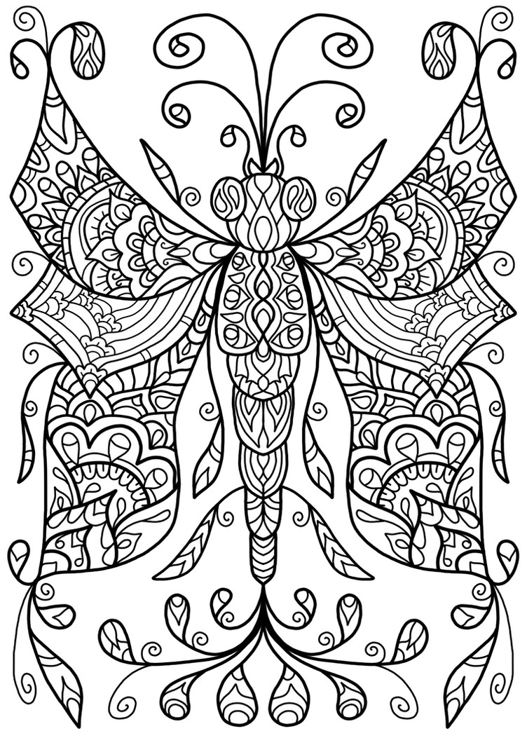 Dragonfly Coloring Pages For Adults
 Free Colouring Page Dragonfly Thing by WelshPixie on