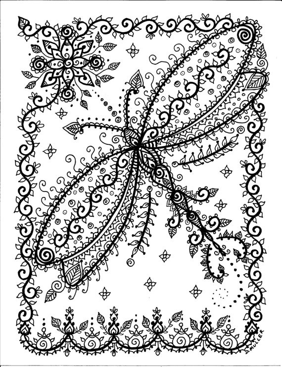 Dragonfly Coloring Pages For Adults
 5 pages Instant Coloring pages Buttefly dragonfly Art