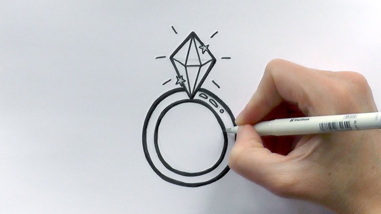 Drawings Of Wedding Rings
 How to Draw a Cartoon Diamond Ring For Valentine s Day