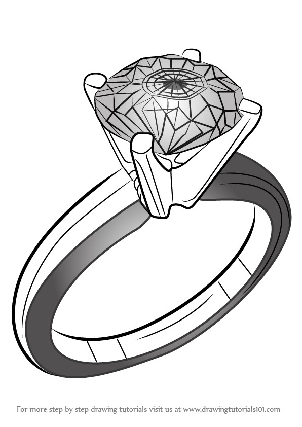 Drawings Of Wedding Rings
 Learn How to Draw a Diamond Ring Jewellery Step by Step