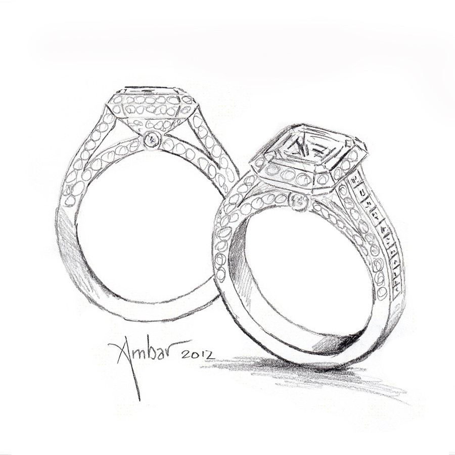 Drawings Of Wedding Rings
 Hand Drawing For Cosmic Fire Engagement Ring