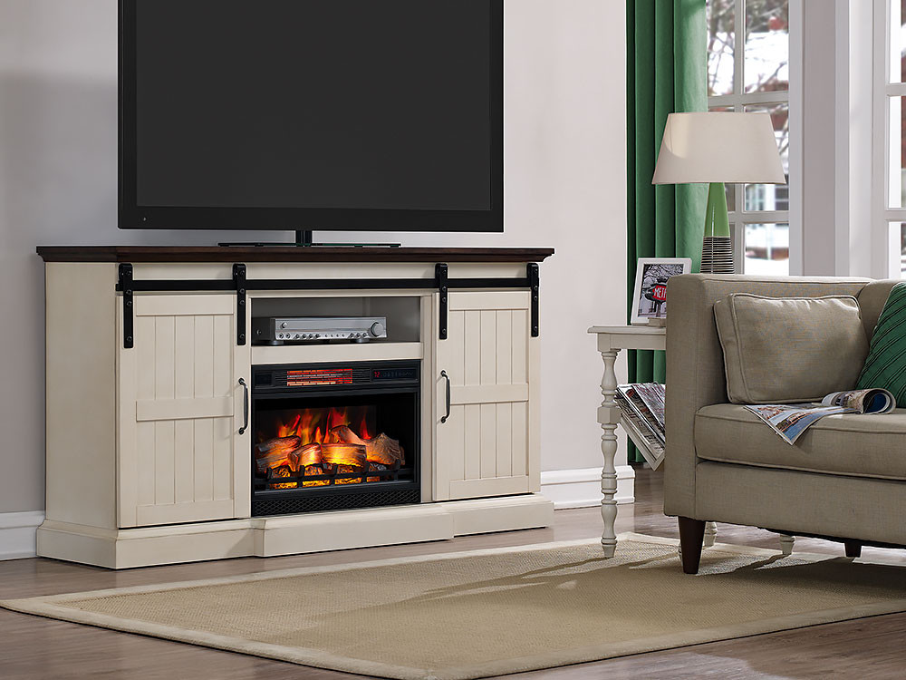 Duraflame Electric Fireplace Tv Stand
 Hogan 66" Cabinet Weathered White & 26" Firebox