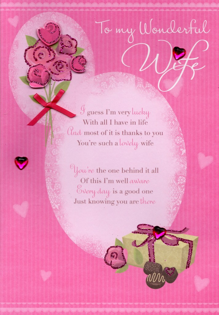 E Birthday Card
 Wonderful Wife Happy Birthday Greeting Card Lovely Verse