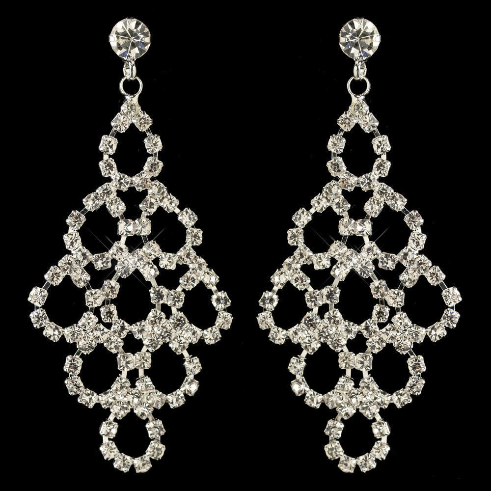 Earrings For Prom
 Bridal Silver Rhinestone Chandelier Earrings for