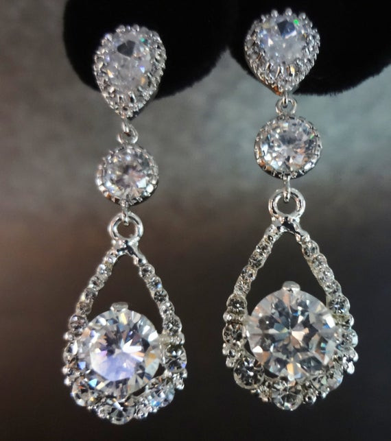 Earrings For Prom
 Bridal jewelry Crystal rhinestone earrings by