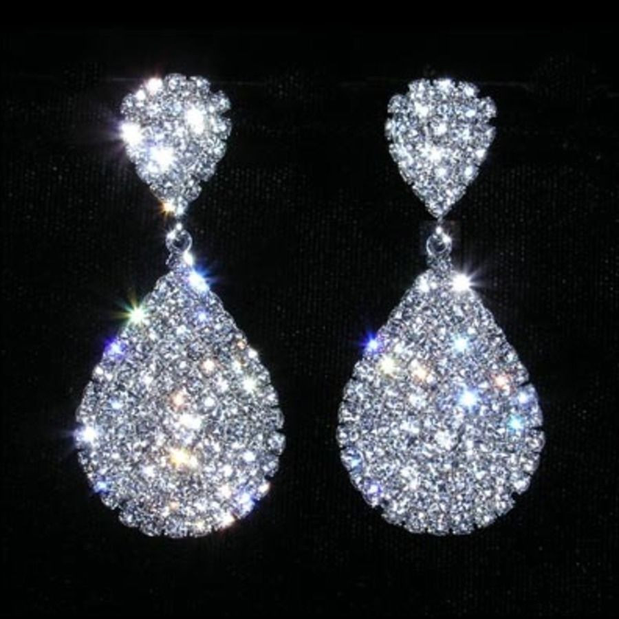 Earrings For Prom
 Rhinestone Encrusted Dangle Earrings Prom Pageant New