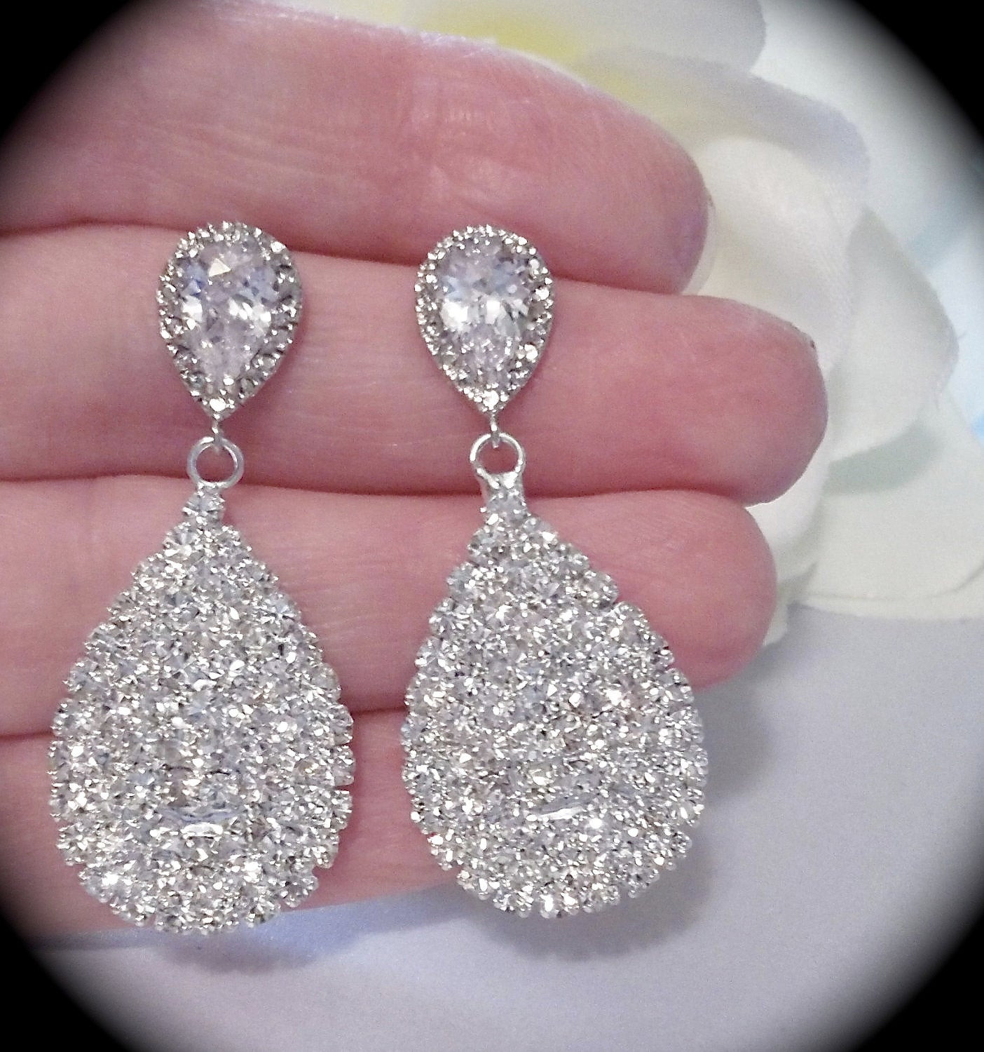 Earrings For Prom
 Bridal Jewelry Rhinestone Earrings by QueenMeJewelryLLC