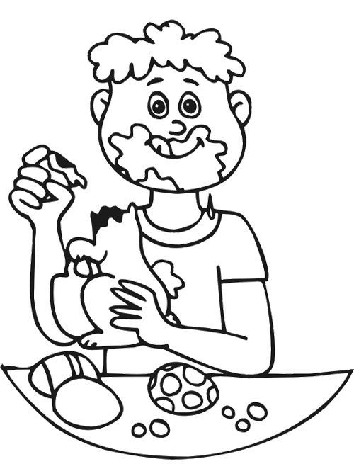 Easter Coloring Pages For Boys
 Boy Eating Easter Chocolate Coloring Page