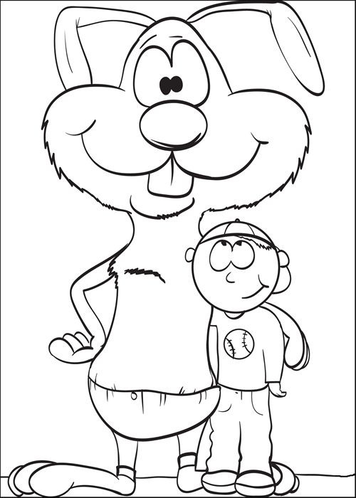 Easter Coloring Pages For Boys
 Coloring Page of a Bunny Standing With a Boy