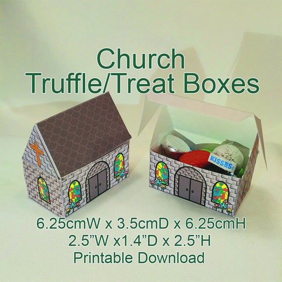 Easter Party Ideas For Church
 Church Truffle Favor Box Printable Wedding
