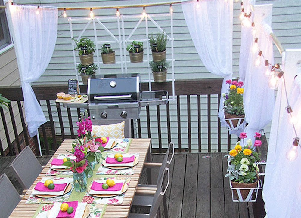 Easy Backyard Party Ideas
 Privacy Curtains for the Deck Outdoor Party Ideas 18