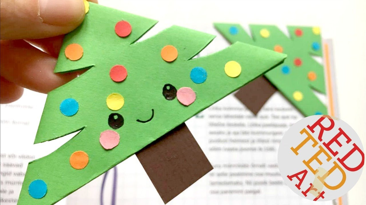 Easy Christmas Arts And Crafts
 Easy Christmas Tree Bookmark Corner Paper Crafts DIY