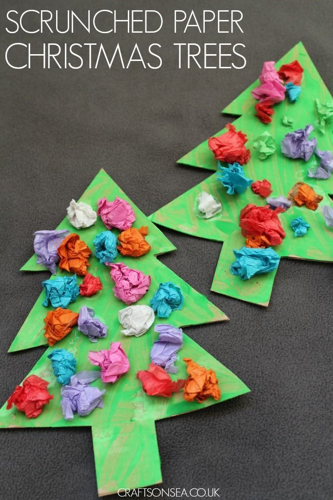 Easy Christmas Arts And Crafts
 Scrunched Paper Christmas Trees