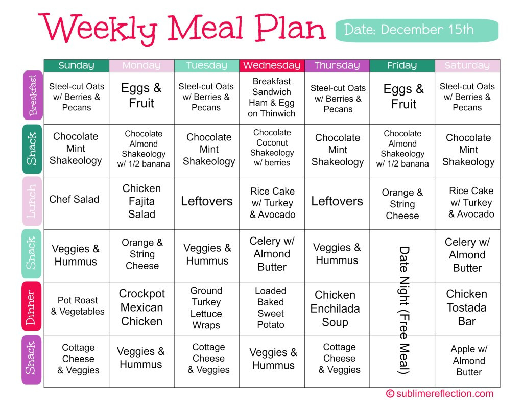 Easy Clean Eating Meal Plan
 Clean Eating Meal Plan 2 Sublime Reflection