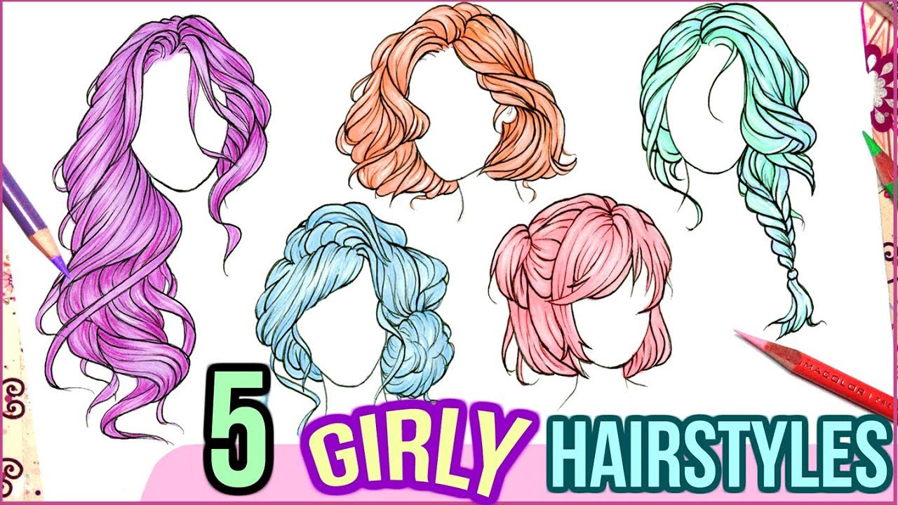 Easy Hairstyles To Draw
 DRAWING 5 CUTE GIRLS HAIRSTYLES