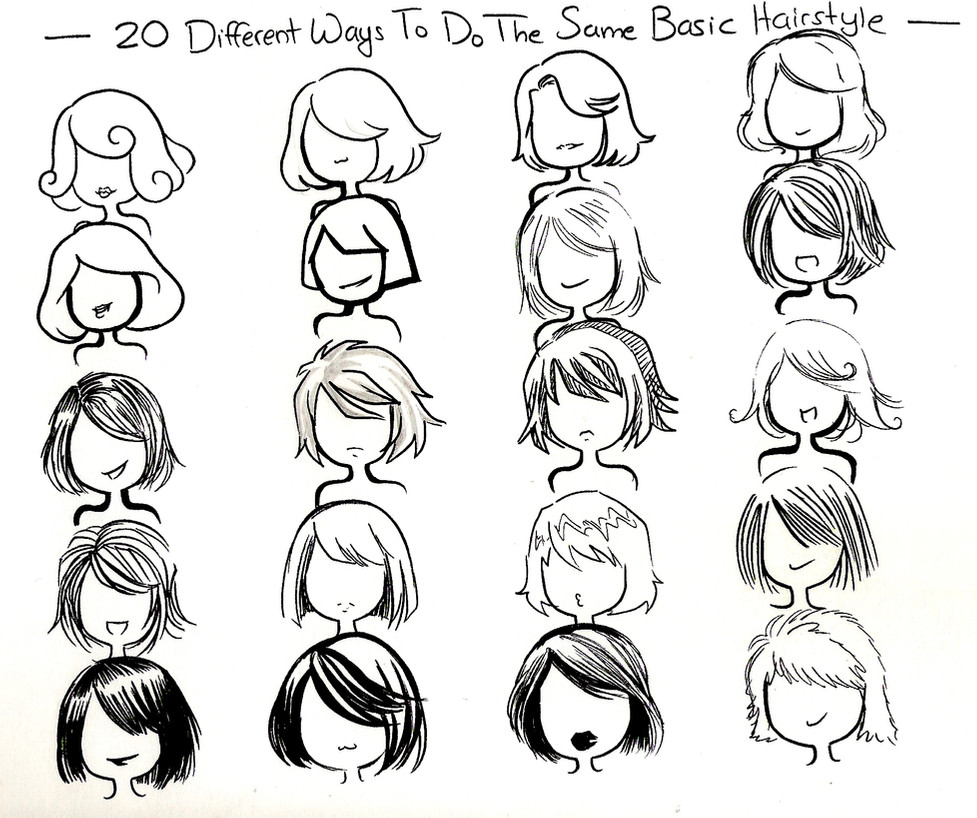 Easy Hairstyles To Draw
 twenty ways basic hairstyle by NeonGenesisEVARei on