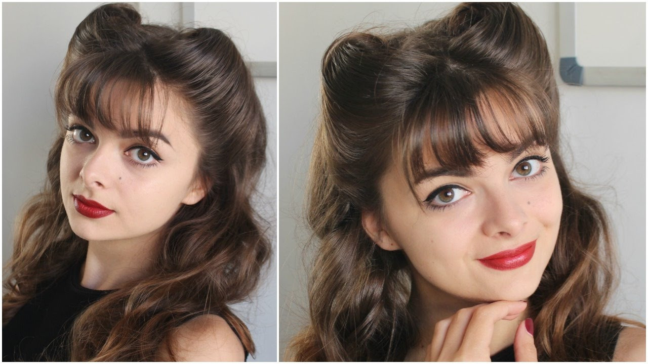 Easy Hairstyles With Bangs
 Pin Up Hairstyle Bangs & Victory Rolls