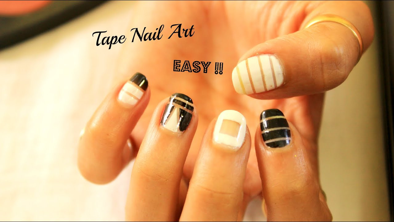Easy Nail Art For Short Nails
 4 Easy and Quick Tape Nail Art designs for short nails