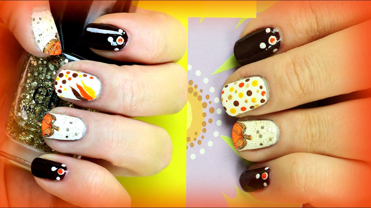 Easy Nail Designs For Fall
 2 Thanksgiving Nail Art Designs for Beginners DIY Easy