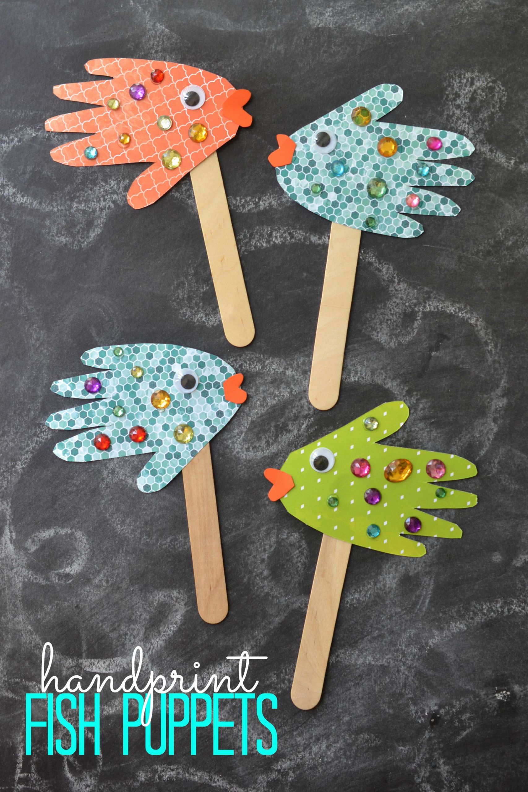 Easy Preschool Craft Ideas
 Easy Kids Craft Handprint Fish Puppets