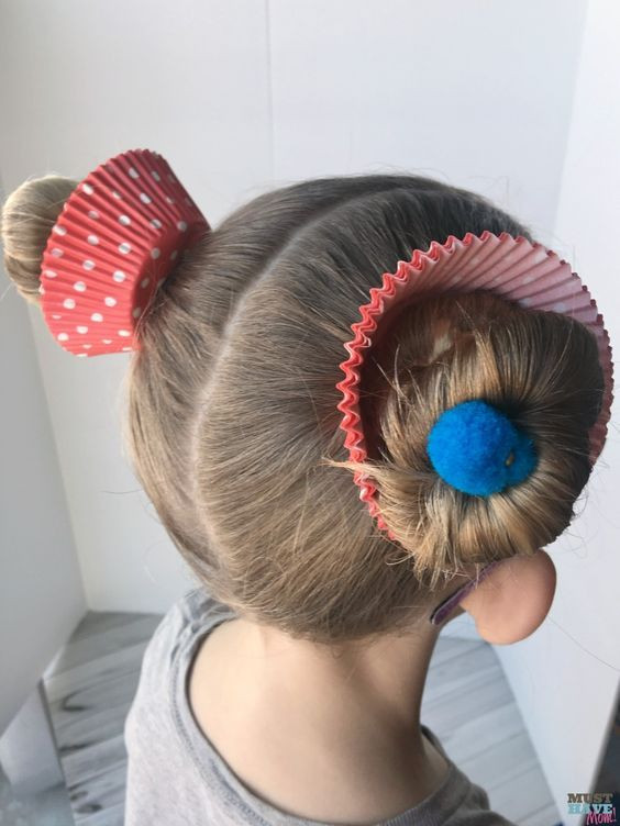 Easy Wacky Hairstyles
 Crazy hair day ideas girls cupcake buns These cupcake