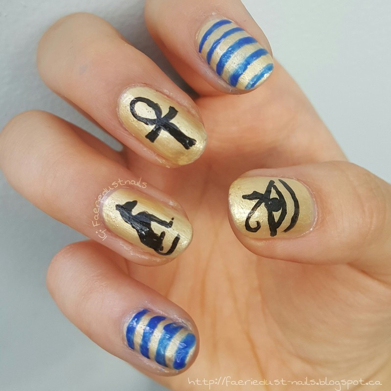 Egyptian Nail Designs
 Egyptian Hieroglyphs nail art by Shirley X Nailpolis