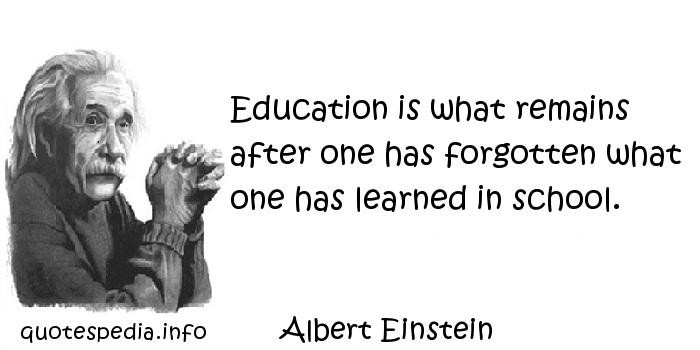 Einstein Education Quote
 Education is what remains after one has forgotten what one