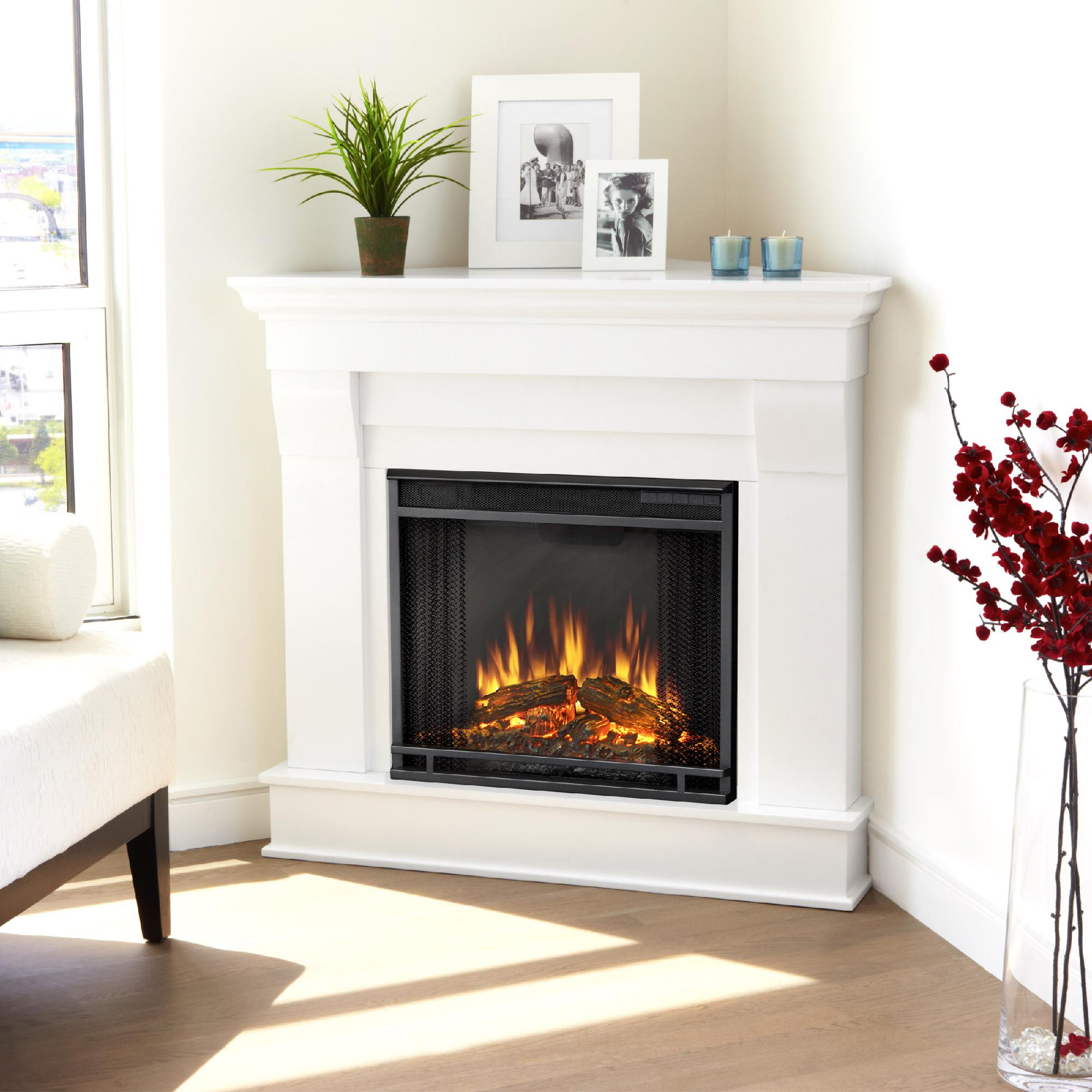 Electric Fireplace Sears
 Real Flame Chateau Corner Electric Fireplace in White